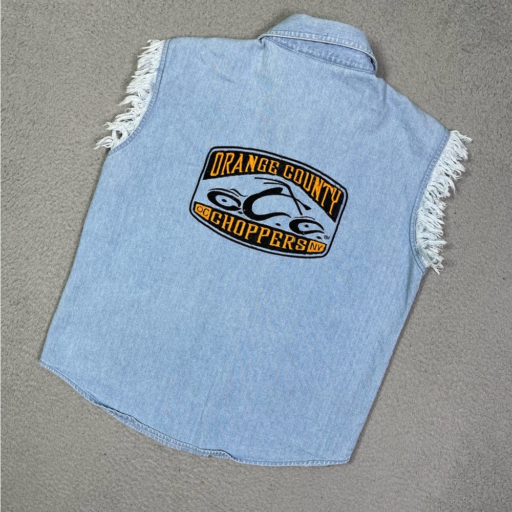 Vintage Orange County choppers denim cut off shirt